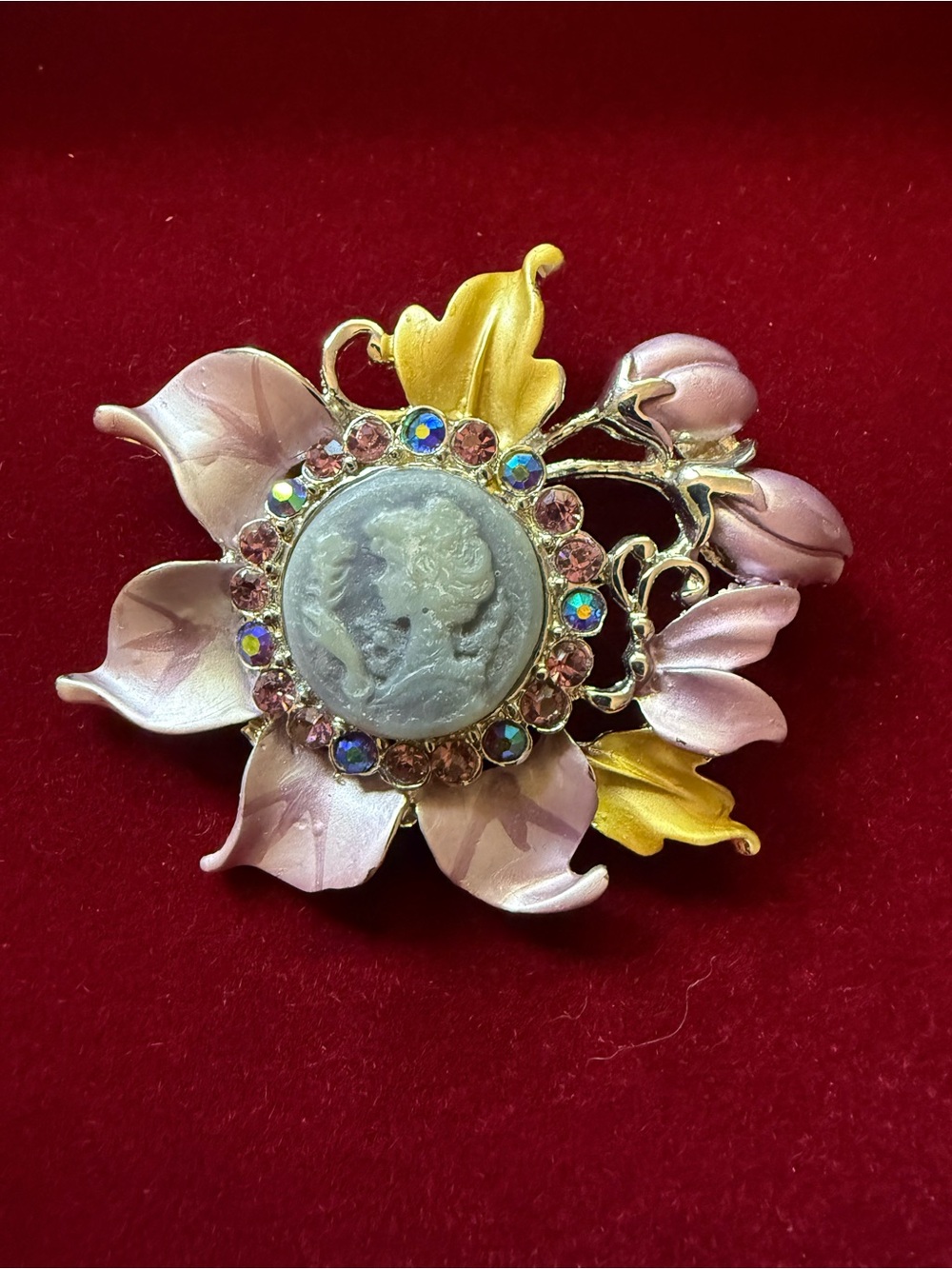 Vintage-Inspired Floral Whimsigoth Cameo Brooch